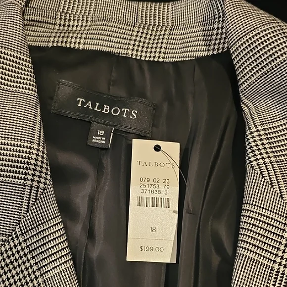 BRAND NEW TALBOTS BLAZER...SIZE 18....BLACK AND WHITE - Picture 2 of 10